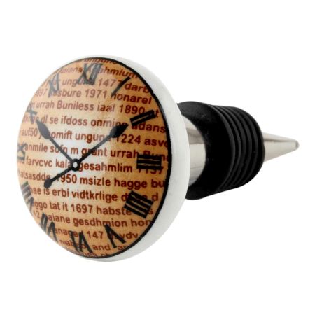 Roman Numeral Flat Watch Wine Bottle Stopper